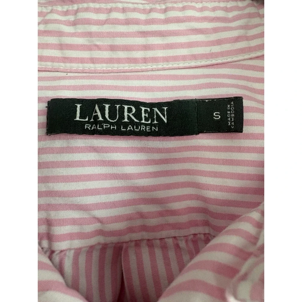Lauren Ralph Lauren Black Label Pajama Sleep Shirt Pink Striped Cotton SMALL